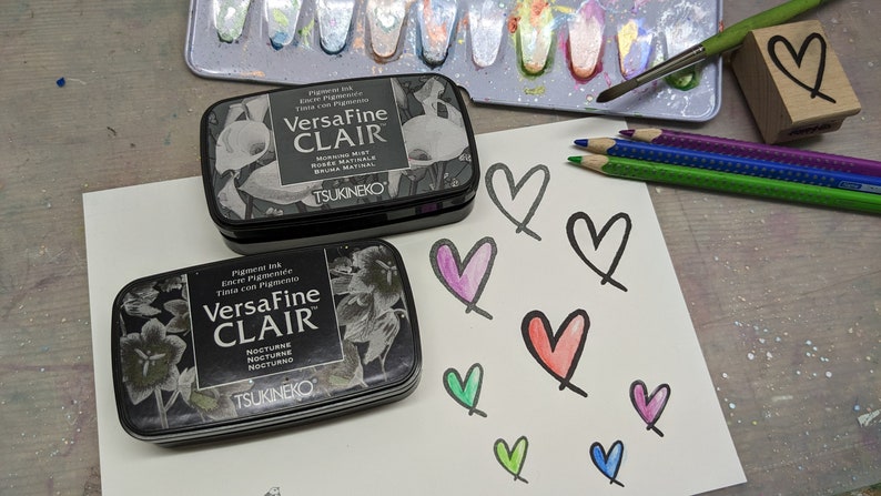 VersaFine CLAIR, Angebot 2er SET, schwarz und grau, pigmenteres Stempelkissen, wasserfest, ausmalen,colorieren, von Tsukineko Bild 4