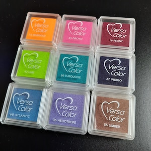 VersaColor mini avec un grand choix de couleurs, tampon encreur, encre brillante également pour papiers foncés Tsukineko, Happyhills image 5