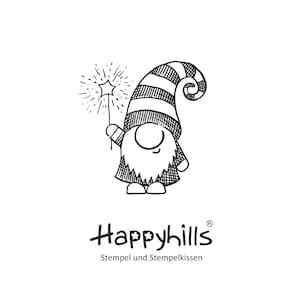 Kabouter met sterrenstempel, kaboutertijd en licht in het bos, Kerstmis, winter, kabouterpost van Happyhills (14459)