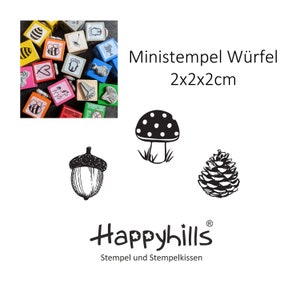 Ministempel Tannenzapfen, Eichel, Pilz einzeln oder Set, 1,5cm Abdruck, Wald, Herbst, von Happyhills