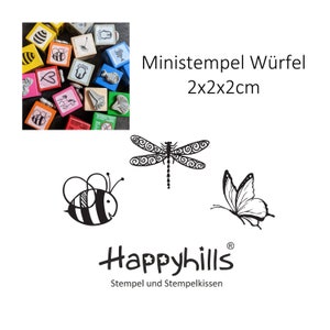 Mini-stempel bij, libel, vlinder individueel of set, 1,5 cm opdruk, waterdieren, zee, favoriete dieren, meer, van Happyhills