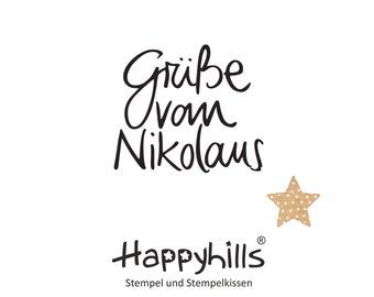 Greetings from St. Nicholas, for Advent, Bishop, December card making, Christmas gifts, xmas, handwriting, by Happyhills