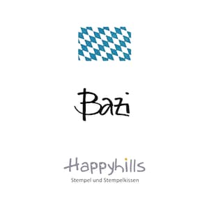 Bazi stempel van Happyhills, Beierse postzegel, dialect "Saubazi" "Lausbua" grappige uitdrukking uit Beieren