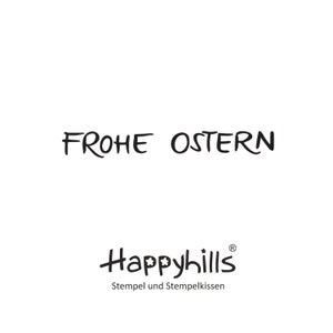 Buona Pasqua, testo stretto in larghezza, per cartoline pasquali, vera grafia, stampatello, anche per ciondoli, un francobollo di Happyhills (10136)