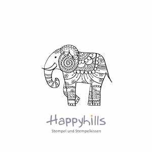 Elefant Stempel in drei Größen, mit Muster, Mandala, indisch, Ornament, Karten stempeln, Indie, zum kreativen Gestalten, XL