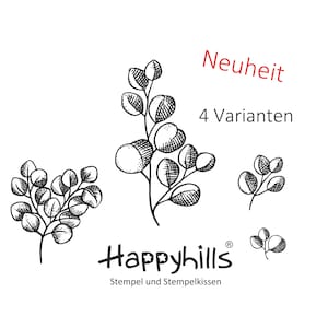 Eukalyptus Stempel in 4 Varianten für kreative Karten zur Hochzeit und Geburtstag von Happyhills