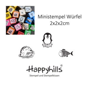 Ministempel Pinguin, Seehundkopf, Fisch einzeln oder Set, 1,5cm Abdruck, Wasserstiere, Meer, Lieblingstiere, See, von Happyhills