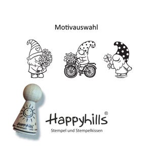 Wichtel Kegelstempel Sommer Auswahl oder Set, Frühling, Sommer, Kleeblatt, Blumenstrauß, Fahrrad von Happyhills