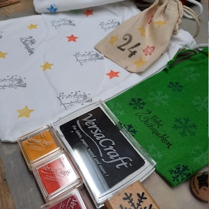 Adventssäcken Bestempeln, Adventskalender selber machen, Jutesäckchen individuell gestalten