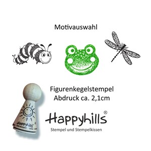 Tiere Kegelstempel Auswahl oder Set, Frosch, Libelle, Raupe, Insekten, See, Wasser, Garten, Quak, Kinder, Sommermotive von Happyhills