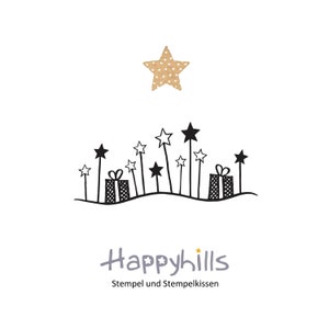 Timbres étoiles et cadeaux pour la période de Noël, une combinaison qui rend tout le monde heureux, grand format, de Happyhills