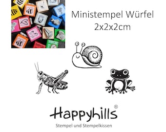 Mini stamps grasshopper, snail, frog, individually or as a set, 1.5 cm imprint, garden animals, locust, insects by Happyhills