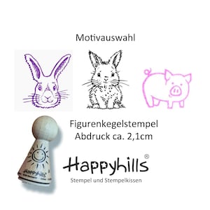 Timbro a cono di coniglio, testa di coniglio, maiale, Pasqua, fattoria, selezione di timbri di animali da Happyhills