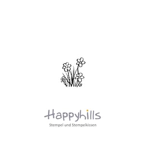 Gras mit Blumen Holzstempel von Happyhills, Blumenwiese, Blümchen, Ostern, Frühjahr (10421)
