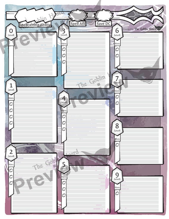 D D 5e Mystic Character Sheet Fillable Pdf Print At Home Etsy De