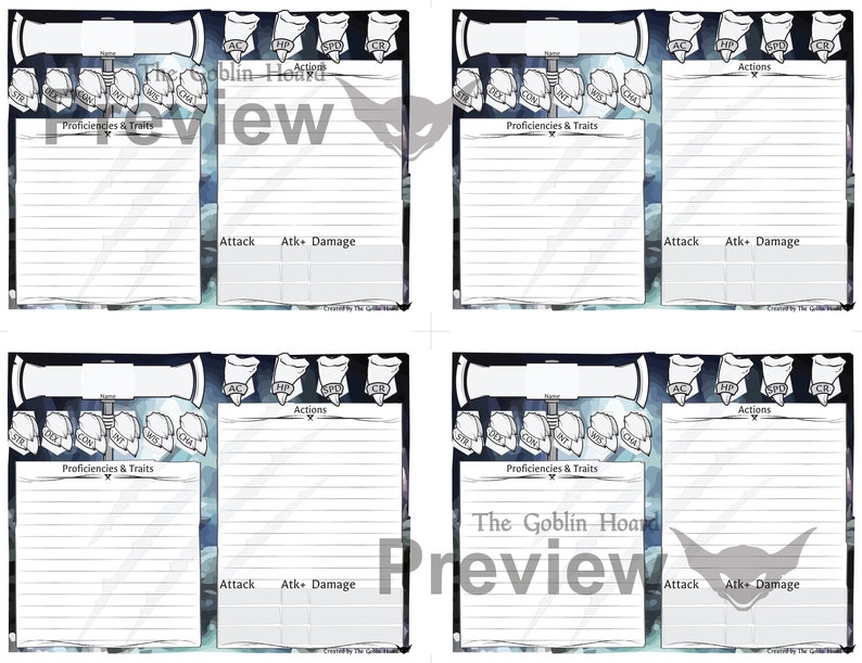 D&amp;D Monster Card Fillable PDF Print at Home - Etsy Canada
