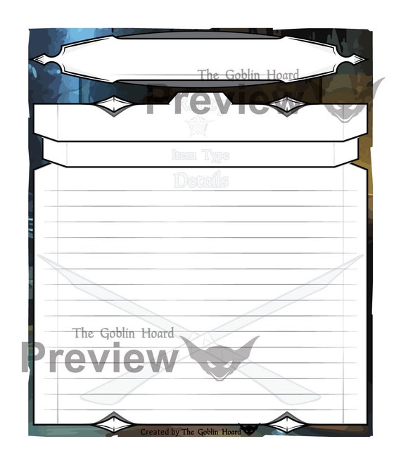 D&amp;D Magic Item Cards Fillable PDF Print at Home - Etsy