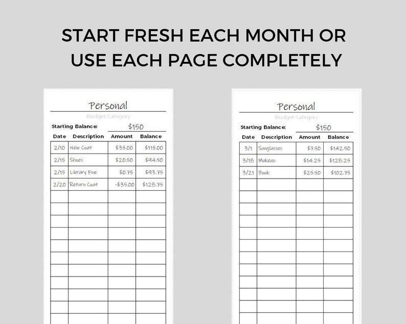 cash envelope tracker