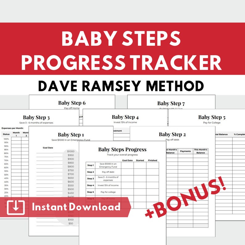 Baby Steps Progress Tracker Printable Planner Pages in A4 ...