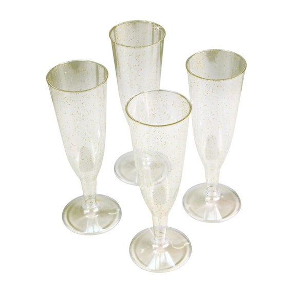 6 X Gold Glitter Prosecco Flutes Disposable Recyclable Etsy