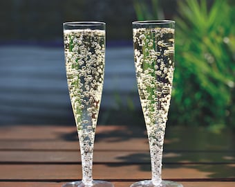 20 x Clear Disposable Plastic Prosecco Flutes 175ml Champagne Glasses