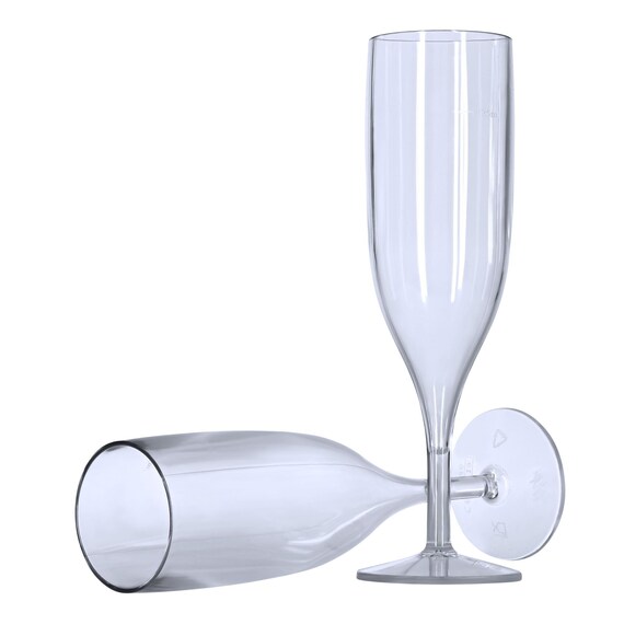 48 X Clear Plastic Prosecco Flutes Reusable Dishwasher Safe 175ml