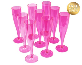 100 copas de champán de plástico transparente de color rosa de 175 ml para Prosecco