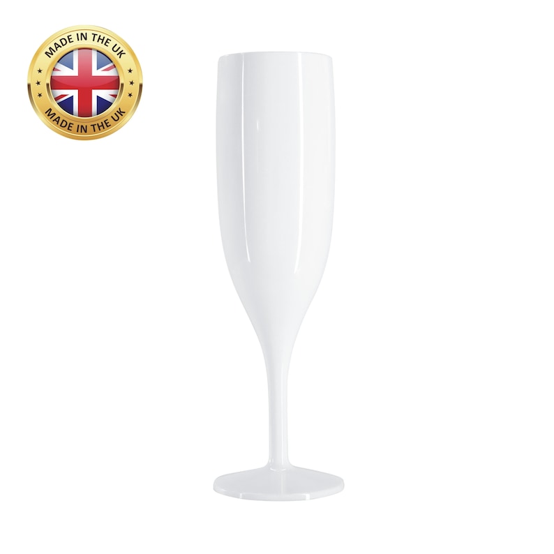 12 x White Plastic Champagne Prosecco Flutes Glasses CE 125ml Etsy