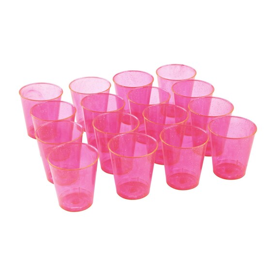 36 Plastic Disposable Neon Colour Party Shot Glasses Jelly Cups 30ml Multicolour