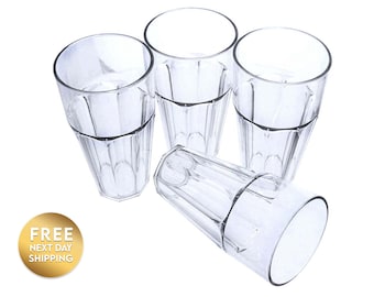 4 x gobelets en plastique - Capacité 590 ml / 20 oz - Grandes tasses de style restaurant soda américain, verres solides et solides réutilisables parfaits pour l'extérieur