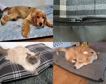 Large Dog Cushion Bed Removable Zipped Cover 93x63cm & 127x90cm