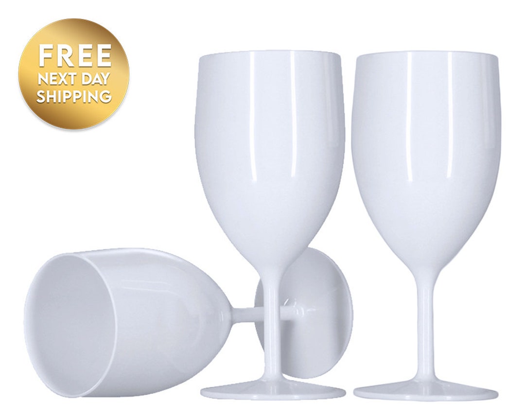 6 X White Plastic Wine Glasses Reusable, Dishwasher Safe 250ml Etsy