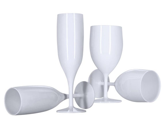 6 flute, 6 bicchieri da vino bianco, confezione da 12, plastica  riutilizzabile, champagne, prosecco, 175 ml, 300 ml, resistente, lucido,  brillante, 1 pezzo, lavabile in lavastoviglie. -  Italia