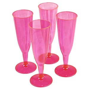 6 x Pink Prosecco Flutes 175ml 6oz Detachable Base