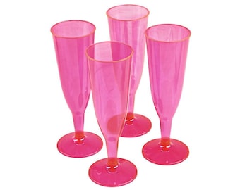 6 x Pink Prosecco Flutes 175ml 6oz Detachable Base