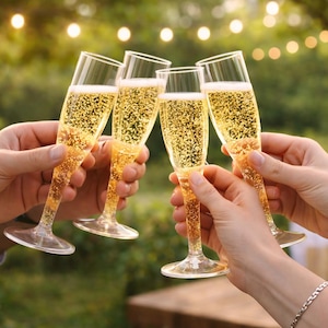 20 x klare Einweg-Plastik Prosecco Flöten 175ml Champagner Gläser