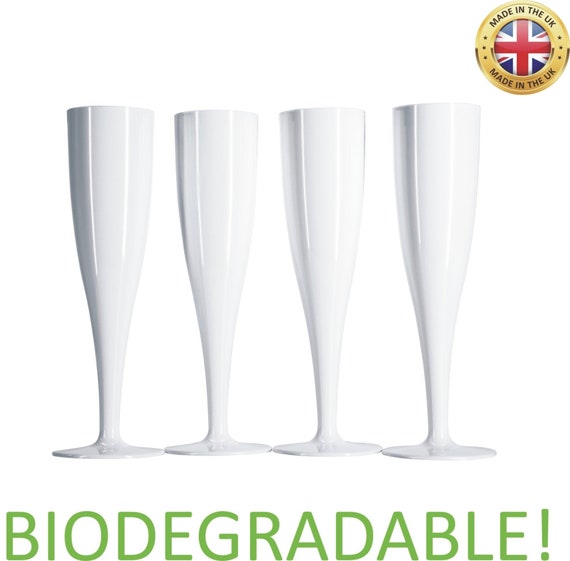 Wine Glasses Shot Glasses White Biodegradable Plastic champagne Prosecco Flutes