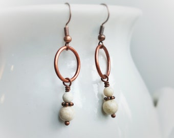 Riverstone Dangle Earrings | Earrings Handmade ~ Gift for Her ~ Bohemian Earrings ~ Nature Jewelry