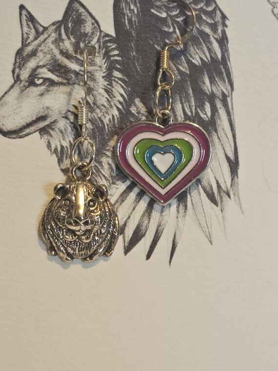 Orecchini A Perno In Argento Sterling 925 Con Ciondolo Porcellino D'India E Cuore - Regalo Per Amanti Delle Cavie