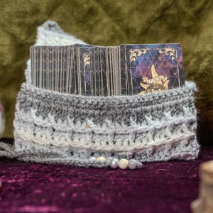Papier pour cartes de tarot Athéna, fil pour étui au crochet fait main, style protection païenne Wicca, pentagrammes de prédiction, pont gaufré, conception de point gaufré