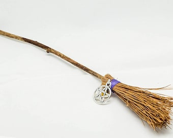 Besom Broomstick Handmade Willow Staff with Pentagram and Bell, Wicca, Witch, Pagan by Everyone's Secret Spirit FREE P+P UK