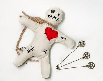 Voodoo Doll - Wiccan, Pagan, Hoodoo, Juju, Protection, Hex, Poppet, Witch, Altar, Ritual, Spell, Pin Cushion, Handmade, Free UK P&P