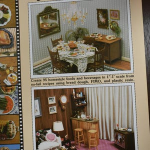 May include: A craft instruction book titled Meyer's Homemade Meals by Barbara Meyer. The cover features two photographs of miniature dollhouse rooms, one showing a dining room and the other a living room with a bar, plus smaller food images.