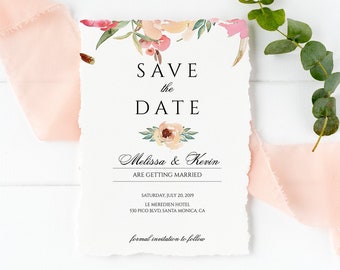 Save the Date, Instant Download, Floral Wedding Invitation, Wedding Printable Template,  DIY, Editable Wedding Template #001