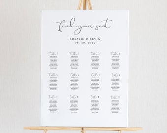 Minimalist Seating Chart Template, Instant Download, Editable Wedding Seating Sign, Printable Seating Chart Template, Editable Sign  #003