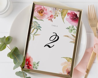 Table Number Wedding Template, Instant Download, Editable Table Card, Table Numbers Printable, Wedding Table Card, Printable Template #001