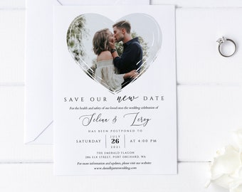 Save Our New Date, Postponed Announcement, Change The Date, Change Of Plans, Instant Download, Editable Wedding Cancellation Printable Photo