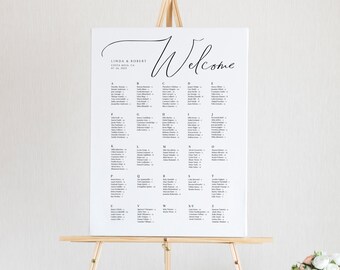 Alphabetical Seating Chart Template, Instant Download, Minimalist Wedding Seating Sign, Editable Sign, Printable Seating Chart Template #C