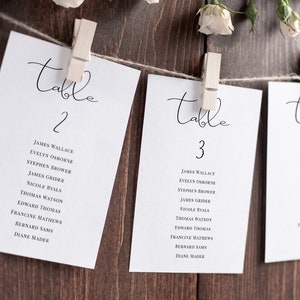 Minimalist Seating Chart Cards, Instant Download, Editable Wedding Seating Cards, Printable Table Seating Cards Template Editable Card  #003