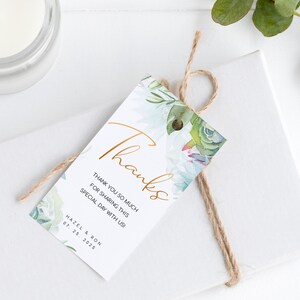 Succulent Wedding Favor Tags, Editable Thank You Tags, Instant Download, Printable Favor Tags Template, Editable Greenery Favor Tags #005